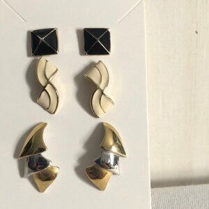Elegant Pierced Stud Earrings 3 Pairs